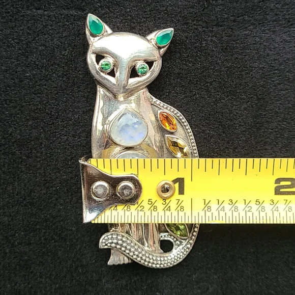 Sterling Silver Cat Pendant/brooch Vintage - Picture 3 of 5